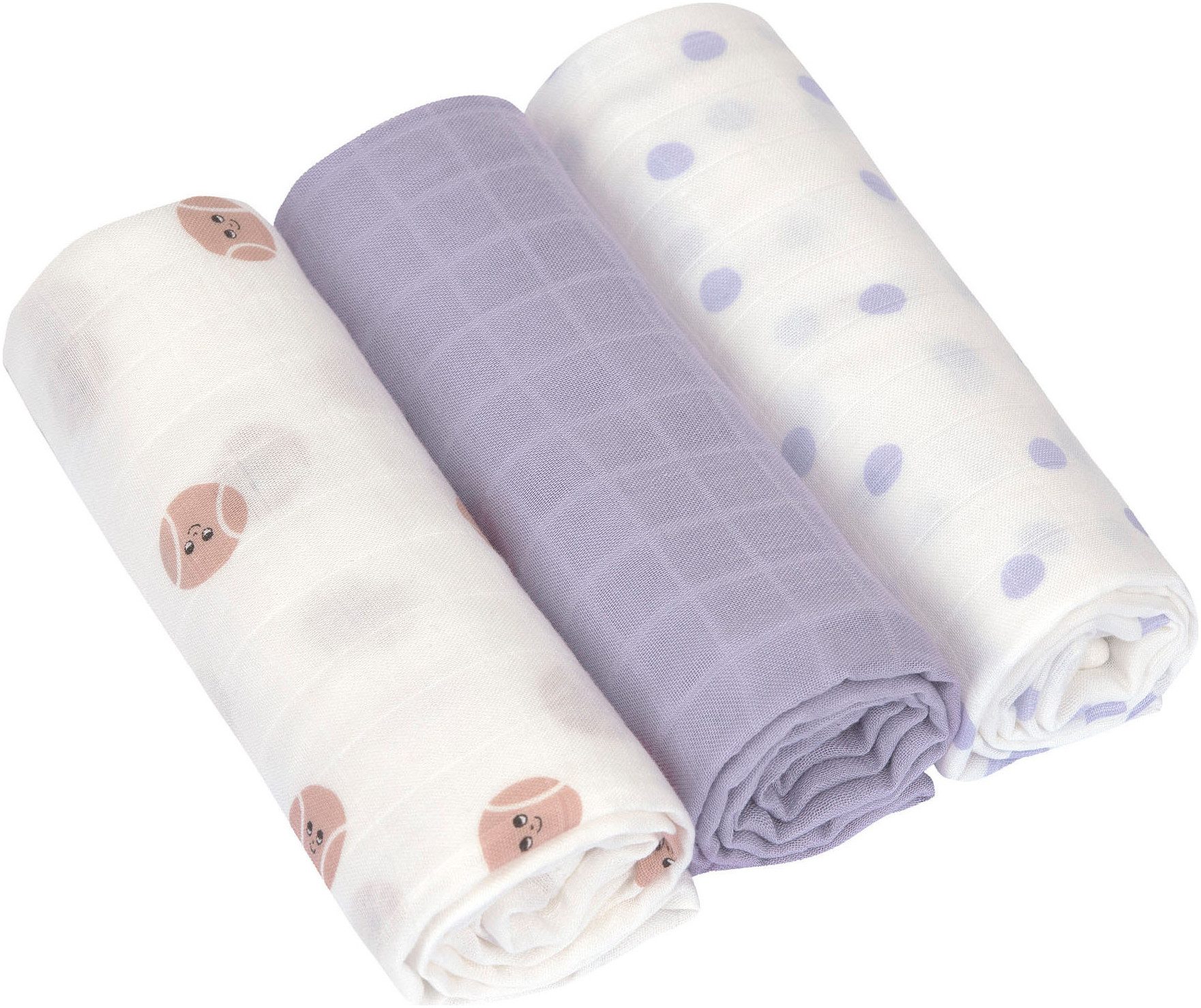 LÄSSIG Stoffwindeln Tiny Team, Mulltuch-Set, lilac (Set, 3-St)