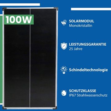 Campergold Solarmodul 100 W Solaranlage Komplettpaket für Camper, Wohnwagen & Wohnmobile-SF, 100,00 W, Monokristallines