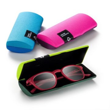 FEFI Brillenetui Hardcase zweifarbig mit Stoffbezug aus recycelten PET-Flaschen, Set aus 1 Etui + hochwertigem Mikrofasertuch
