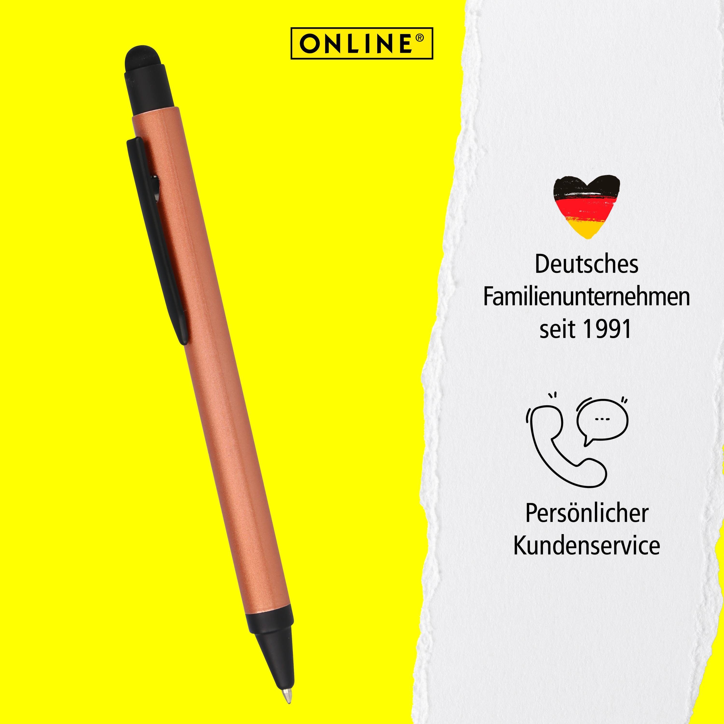 Pen Druckkugelschreiber, für Kugelschreiber Alu Online Rosegold Stylus Stylus-Tip Multimedia-Geräte