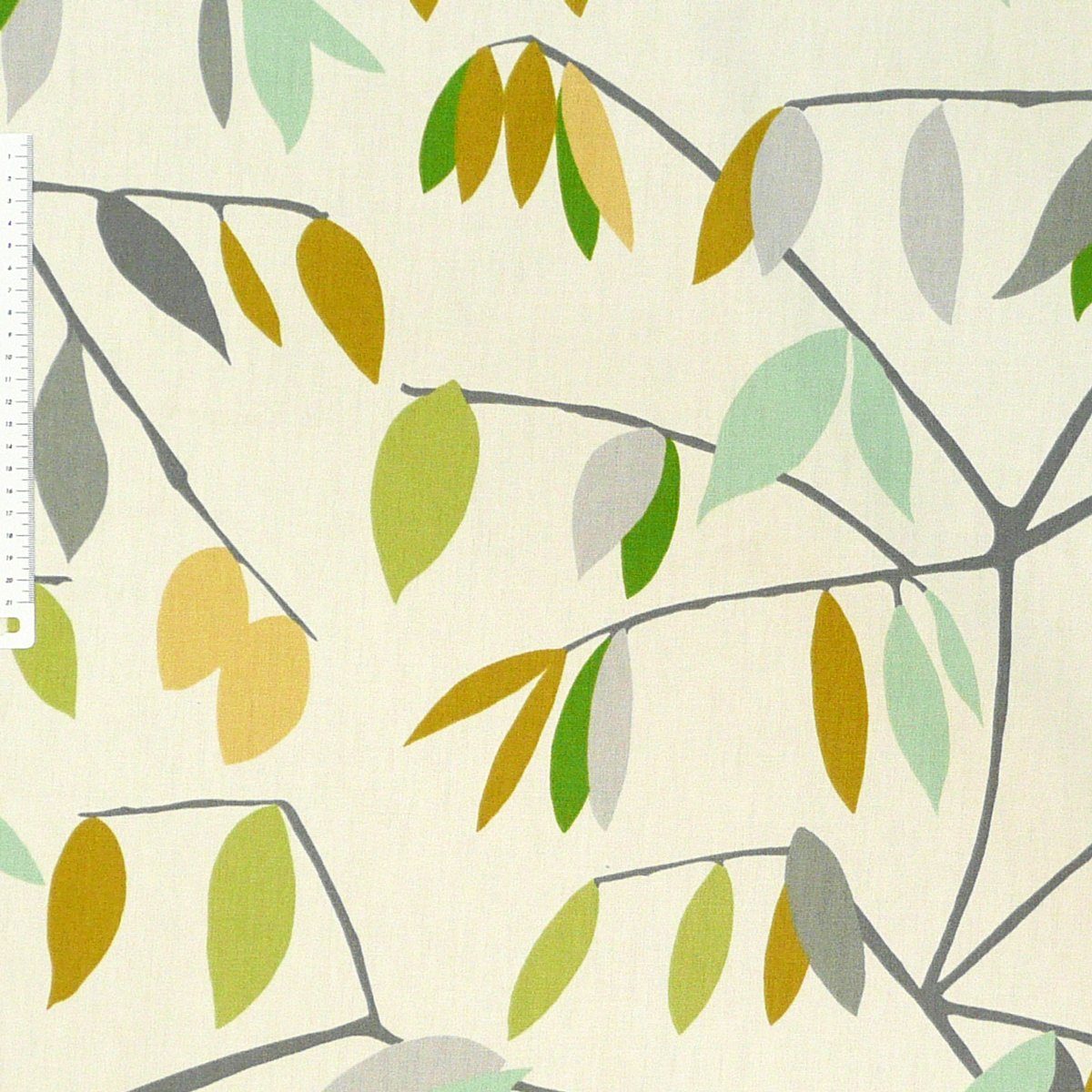 Thumbnail - Prestigious Textiles Stoff Dekostoff Coco Plum Lemonade Blätter grau grün gelb 137cm