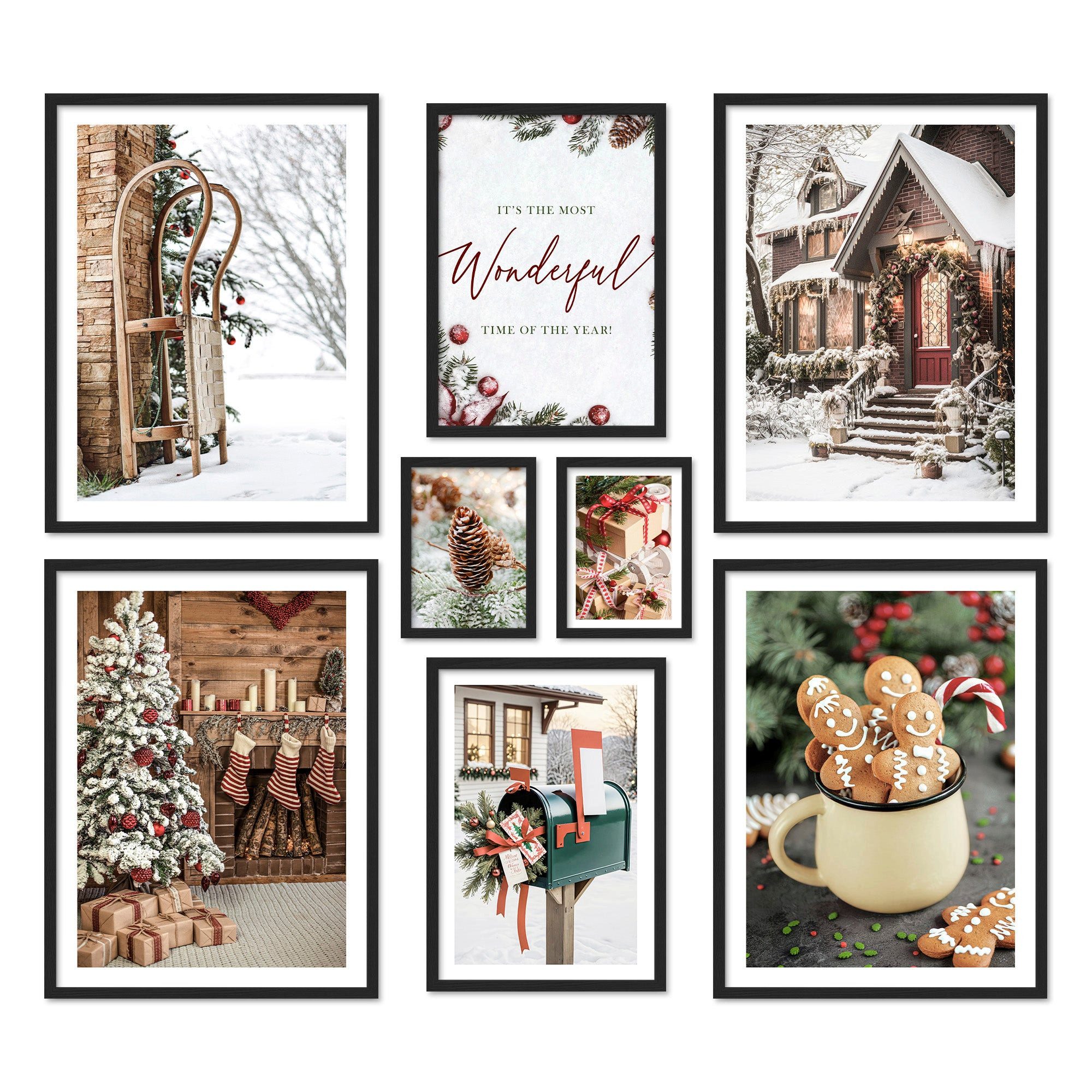 ARTFAVES Bilder-Collage Poster Set Christmas Time I mehrteilige Bilderwand I Wandbilder Weihna, (Wandbilder modern, 8 St)