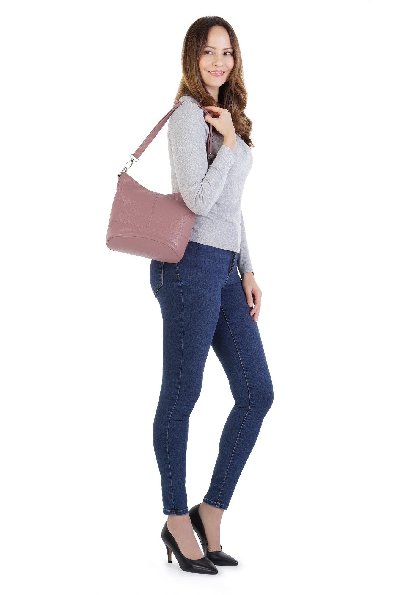 Cluty Umhängetasche, echt Leder, Made in Italy