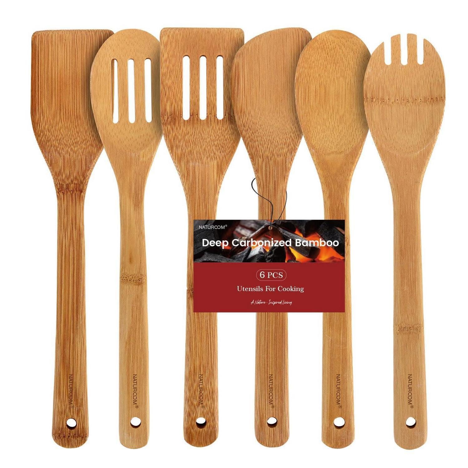 LuxusKollektion Kochbesteck-Set Kochutensilien Bambus 6-teilig Dunkelbraun