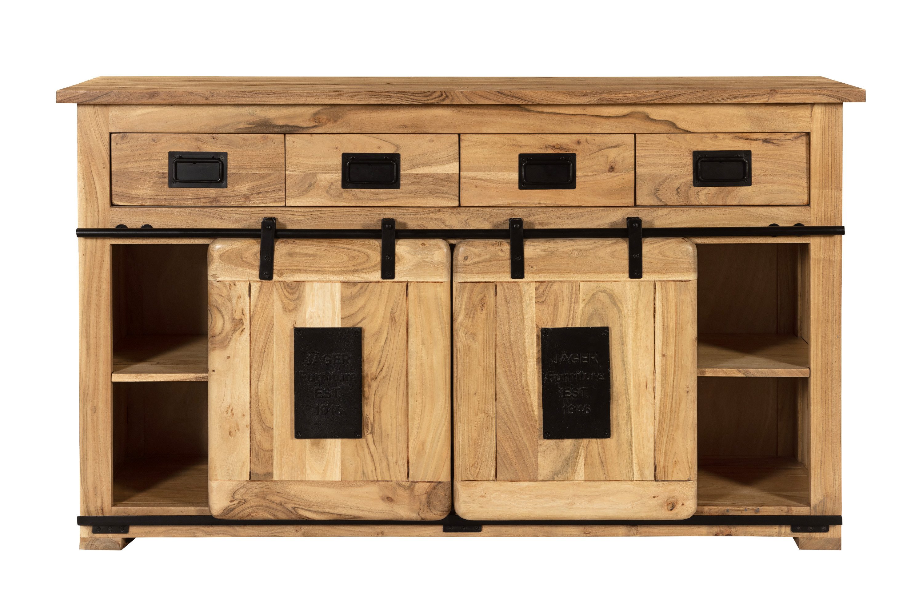 SAM® Sideboard Gia, massives Akazienholz, mit Ablagefläche, Schiebetür, Metallschiene