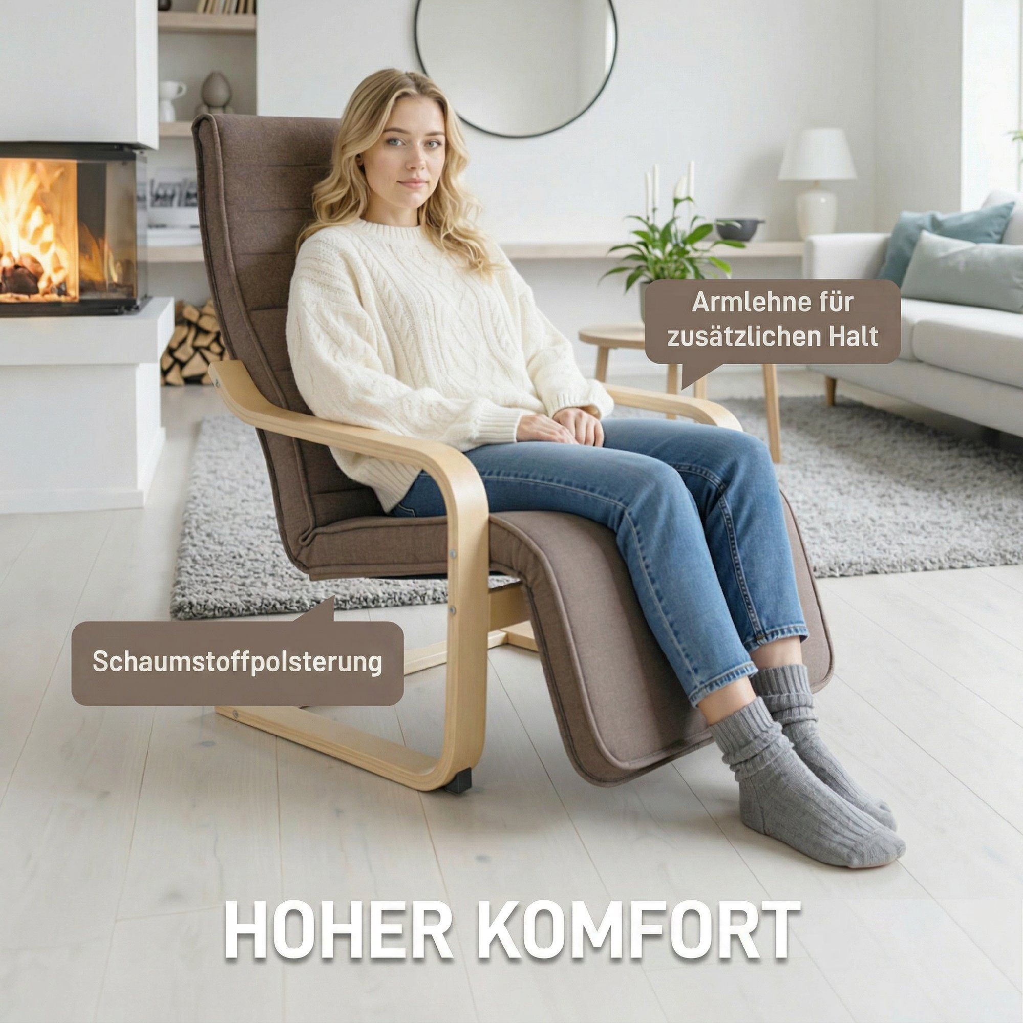 HOMCOM Relaxsessel Polstersessel mit Leinenoptik Sessel (Set, 1-St., Lesesessel), 5-fach verstellbare Fußstütze, abnehmbare Bezüge – Bild 5 von 5