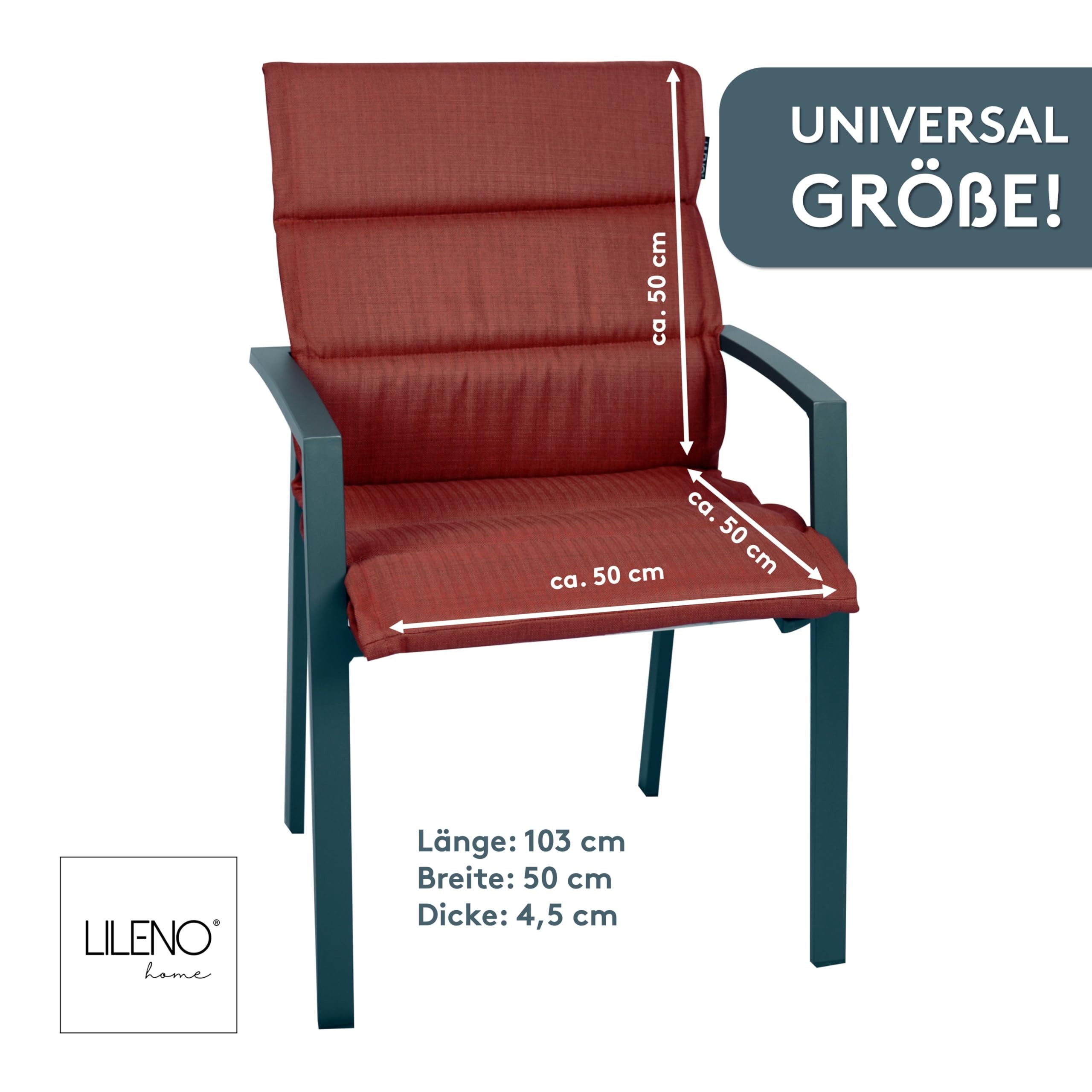 LILENO HOME Polsterauflage Niedriglehner, bequeme Sitzauflage für Gartenmöbel, Stuhlkissen, (1 St., 1er Set), 1er Set Gartenstuhl Auflagen in Rot, wasserabweisende Sitzpolster