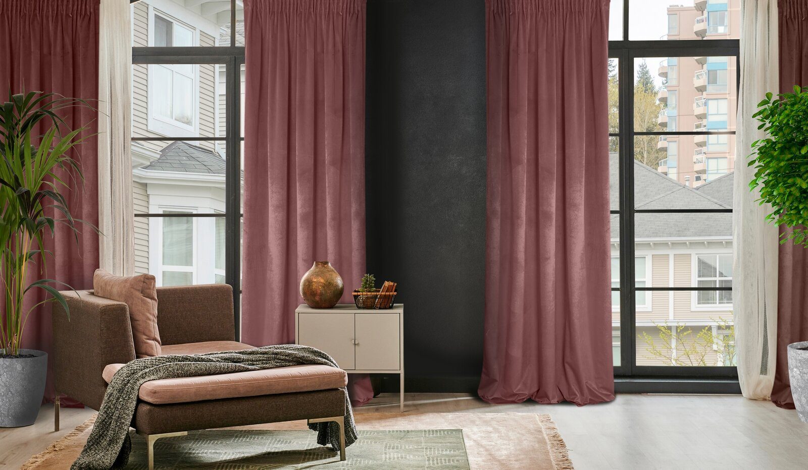 Design91 Vorhang Samtvorhänge 140x270 cm 135x300 cm (1 St), Kräuselband, blickdicht, Samt, Wohnzimmer Tunnelzug – Bild 2 von 5