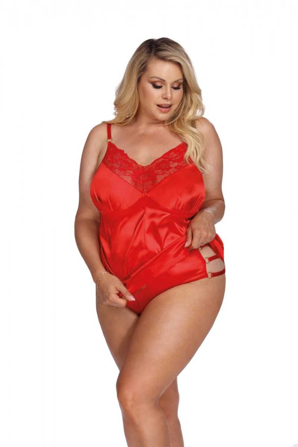 Anais Apparel Size Plus Negligé Rotes Negligé Set sexy 2teilig 5XL/6XL