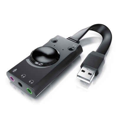 CSL USB-Soundkarte Surround Sound, mini externe USB Soundkarte mit Lautstärkenregelung