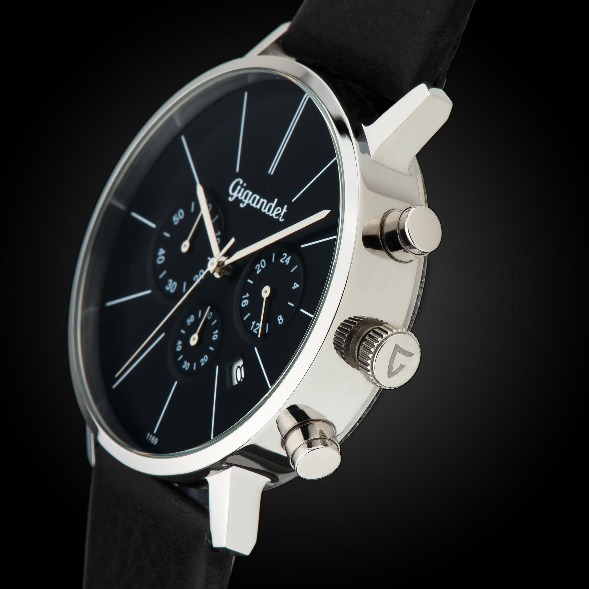 Gigandet Chronograph Herrenuhr, Armbanduhr, Damenuhr, 42mm, MINIMALISM G32-002 G32-002, Mineralglas, Datumsanzeige, Lederband, 3bar/30m wasserdicht – Bild 4 von 5