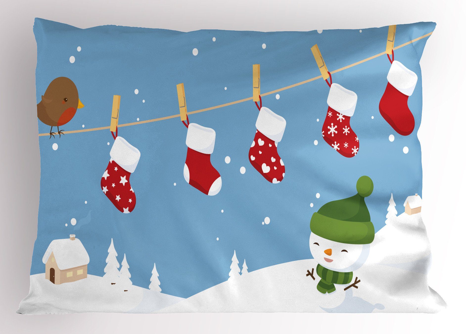 Dekorativer Size Abakuhaus (1 Kissenbezug, Socken King Hanging Stück), Weihnachten Kissenbezüge Standard Gedruckter Vogel