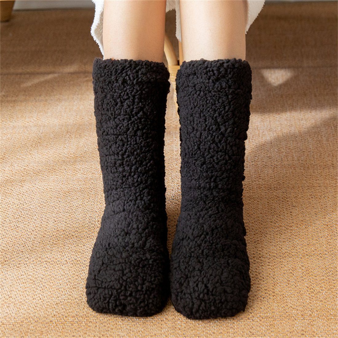 Schwarz Winter Thermosocken DÖRÖY warme Socken Damen Schlafsocken, Socken Schnee Hausboden