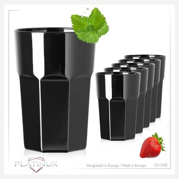 PLATINUX Glas Schwarze Allzweckgläser, Glas, 280ml (max. 350ml) Trinkgläser Wassergläser Pokal stapelbar