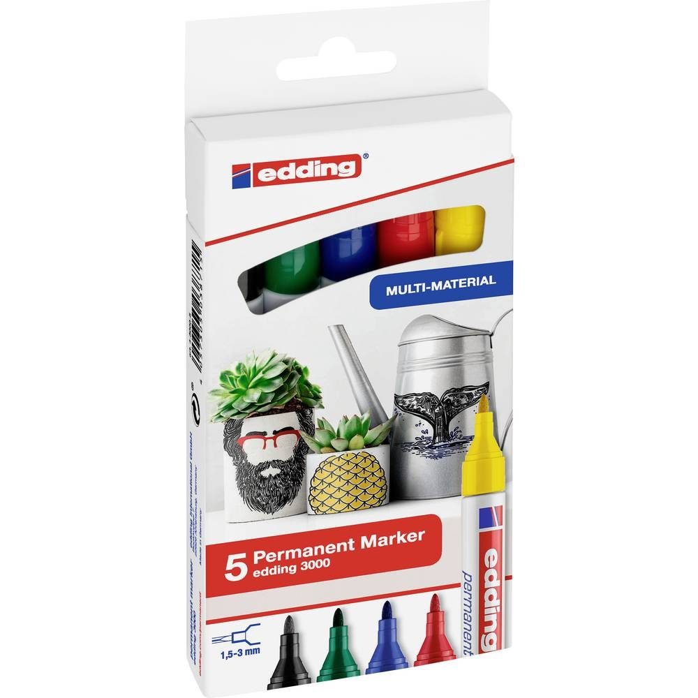 edding Permanentmarker Permanentmarker 5er-Set sortiert basic 4-3000-5