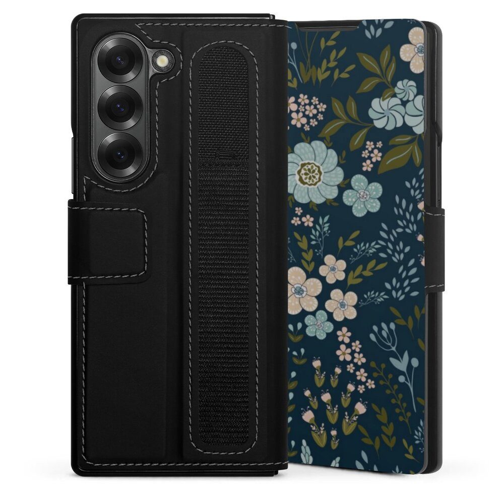 DeinDesign Handyhülle Blumen Muster Blau Floral Autumn 4, Samsung Galaxy Z Fold 6 Hülle Handy Flip Case Wallet Cover
