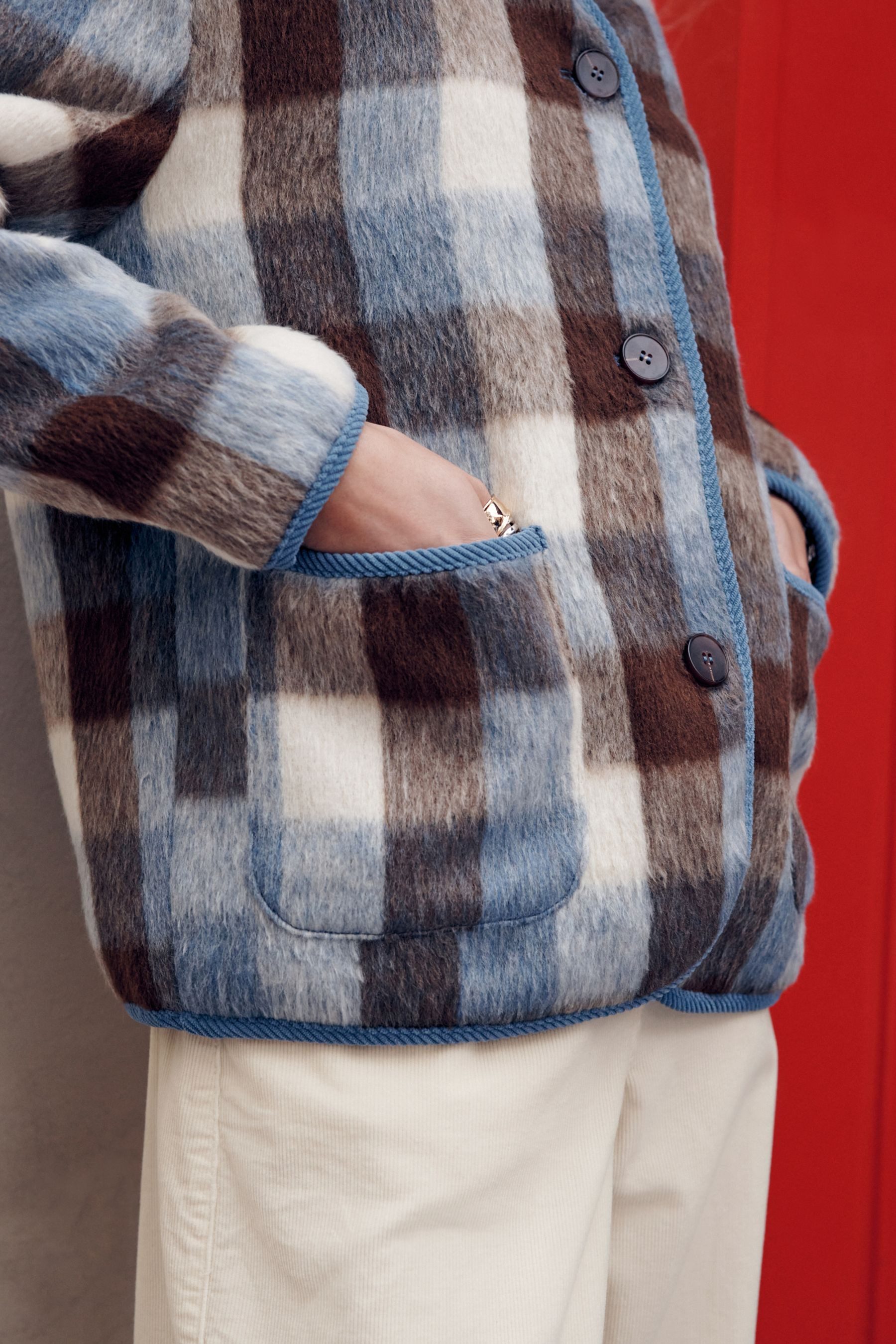 Next Kurzjacke Jacke mit Karomuster (1-St)