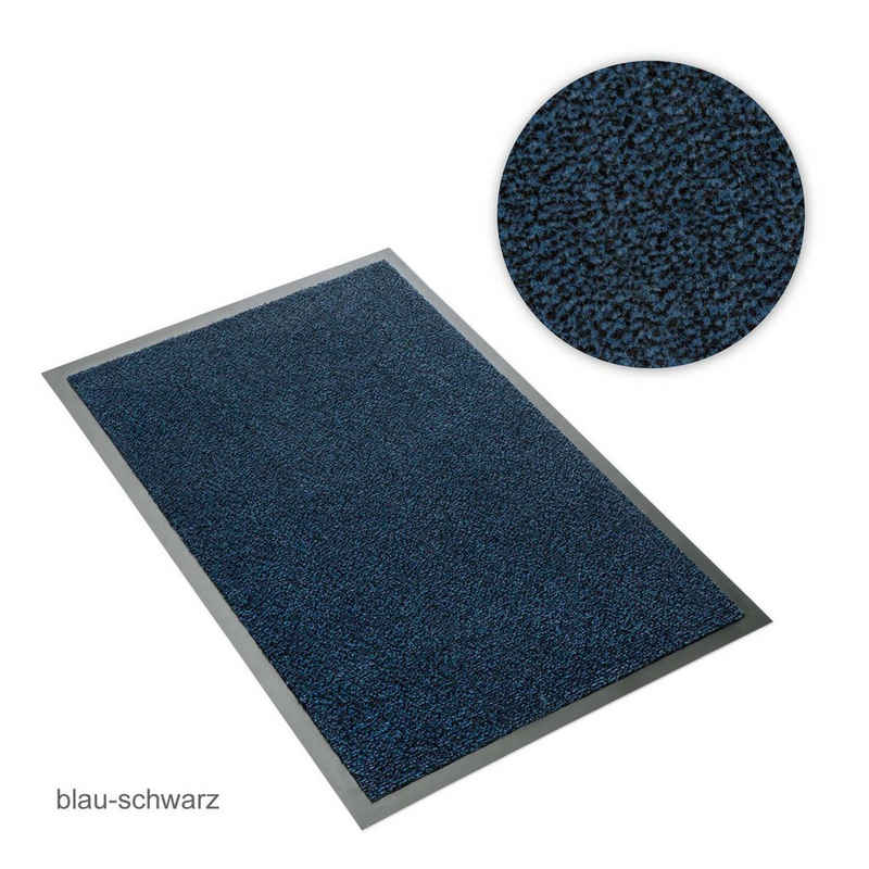 Fußmatte Sauberlaufmatte blau-schwarz-meliert 60 x 90 cm, Metzker®, rechteckig, Höhe: 7 mm, 60x90cm - blau-schwarz meliert