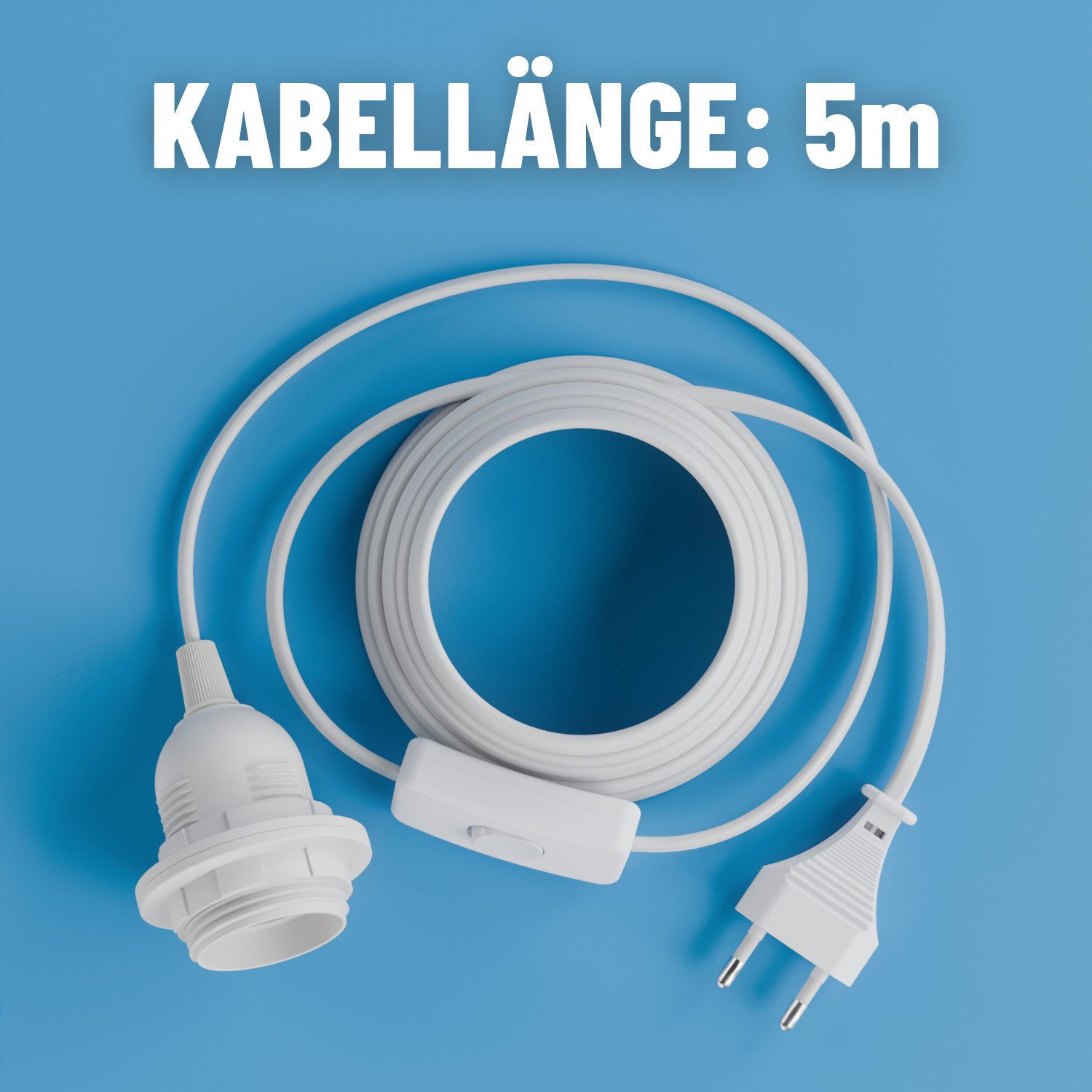 greate. Lampenfassung 1x Lampenfassung E27, mit Stecker Kabel & Schalter, 5 m, max. 60W 250V