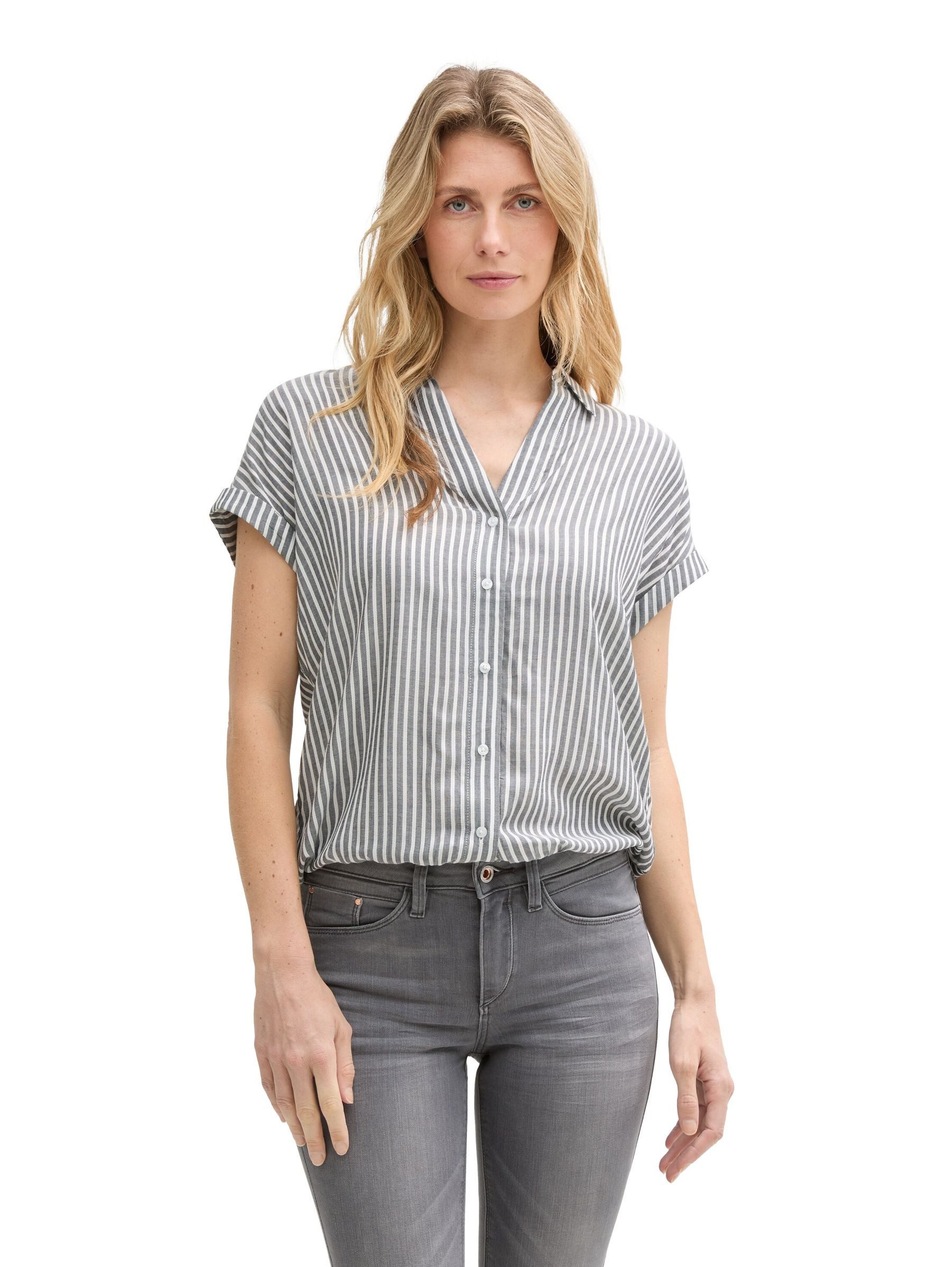 TOM TAILOR Blusenshirt Gestreiftes Kurzarmhemd mit günstig online kaufen