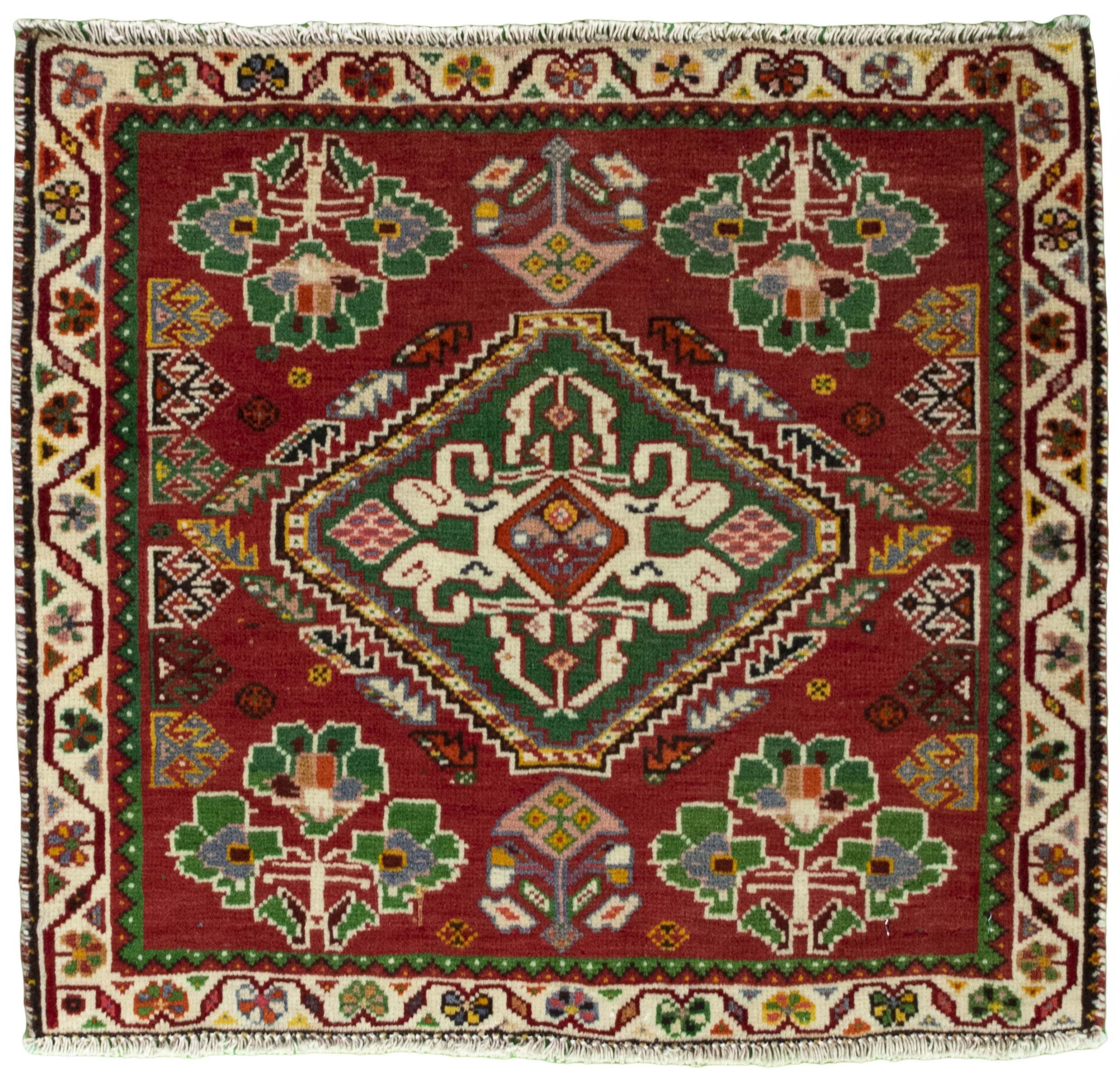 CABBEL Orientteppich 57x61 cm Perser Shiraz Rot Handgeknüpft Nomaden Unikat Quadratisch, quadratisch, Höhe: 8 mm, 100% Material – hochwertig, langlebig, traditionelle Knüpfdichte