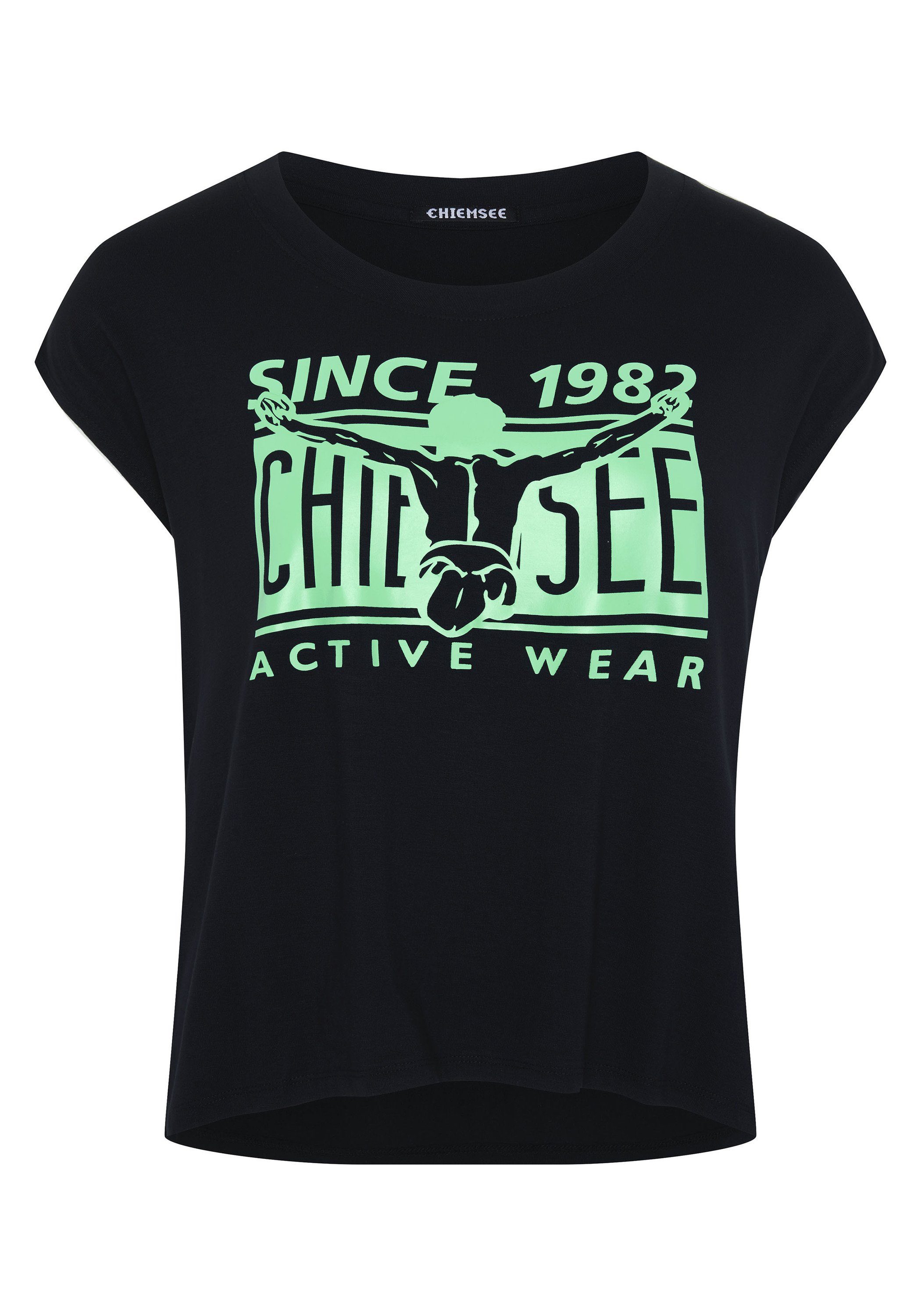 Viskose-Elasthanmix Chiemsee Black aus Deep mit Labelprint T-Shirt 1 Print-Shirt