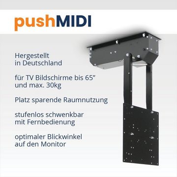 cleverUP pushMIDI - elektrisch schwenken bis 65Zoll/165cm Bildschirmdiagonale TV-Deckenhalterung, (bis 65,00 Zoll, klappen, drehen, teleskopieren)