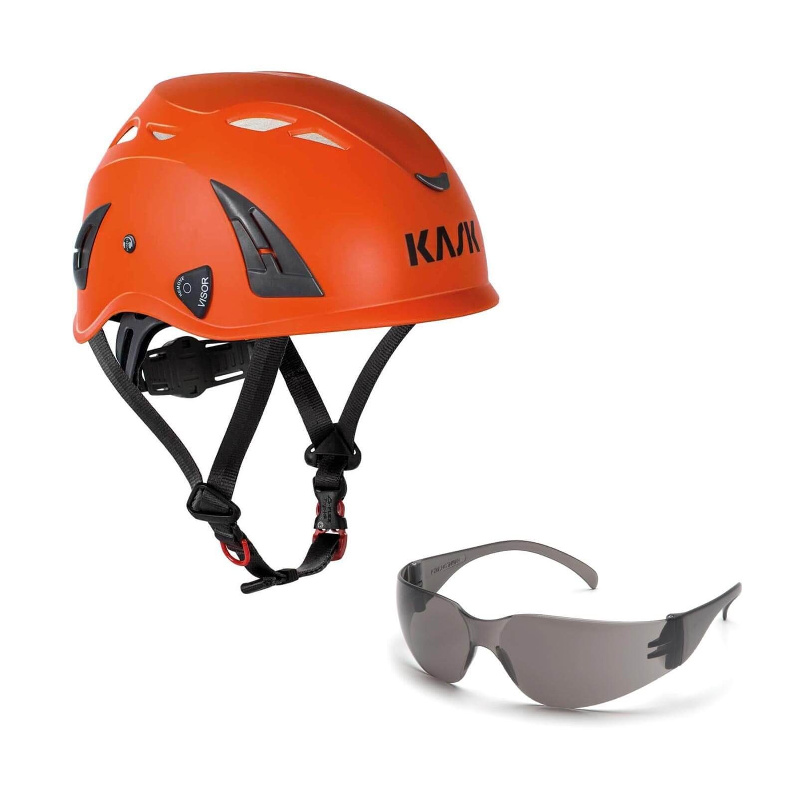 Kask Schutzhelm Bergsteigerhelm, Industriekletterhelm Plasma AQ + Schutzbrille klar orange