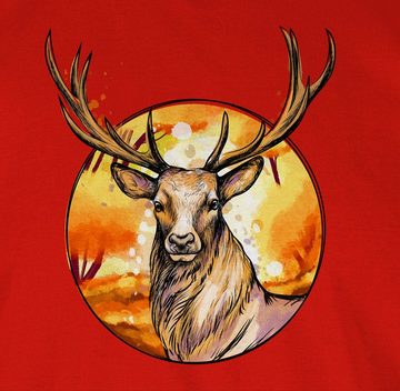 Shirtracer T-Shirt Hirsch mit Hintergrund Mode für Oktoberfest Herren
