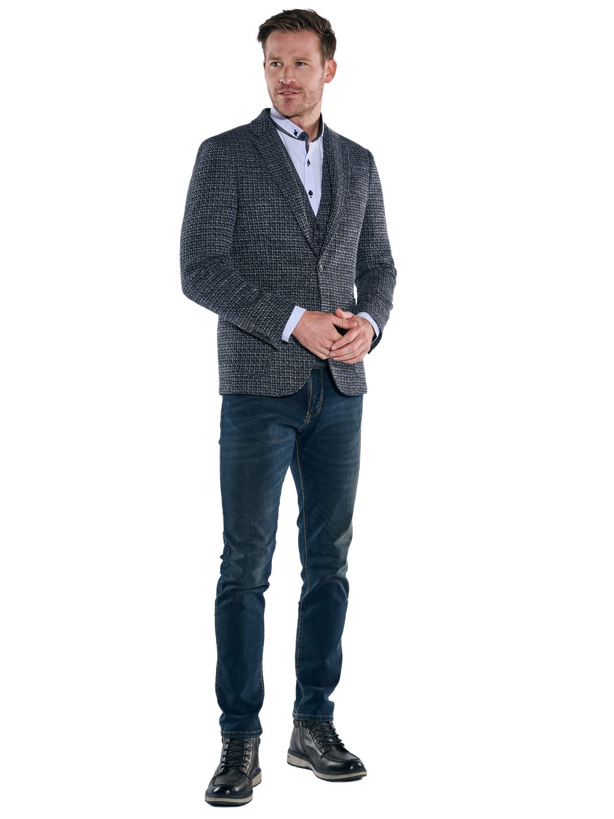 Engbers Sakko Herren Freizeit-Sakko gemustert, Saphirblau