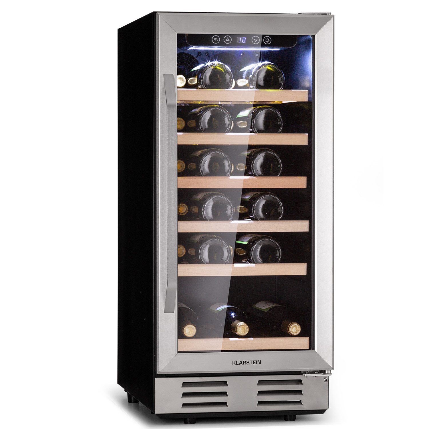 Klarstein Weinkühlschrank Vinovilla, für 31 Standardflaschen á 0,75l,Wein Flaschenkühlschrank Weintemperierschrank Weinschrank Kühlschrank