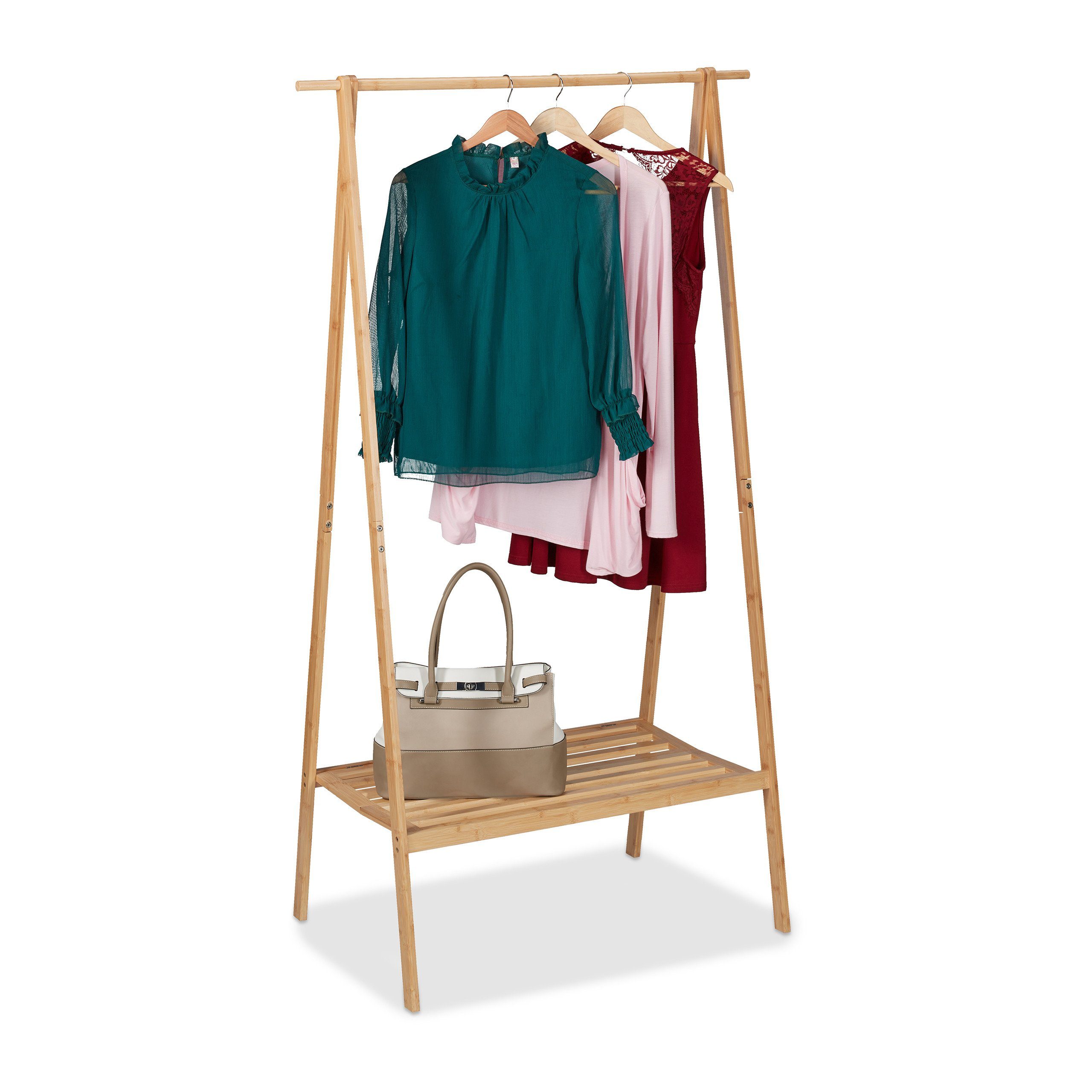relaxdays Kleiderständer Klappbarer Kleiderständer mit Ablage günstig online kaufen