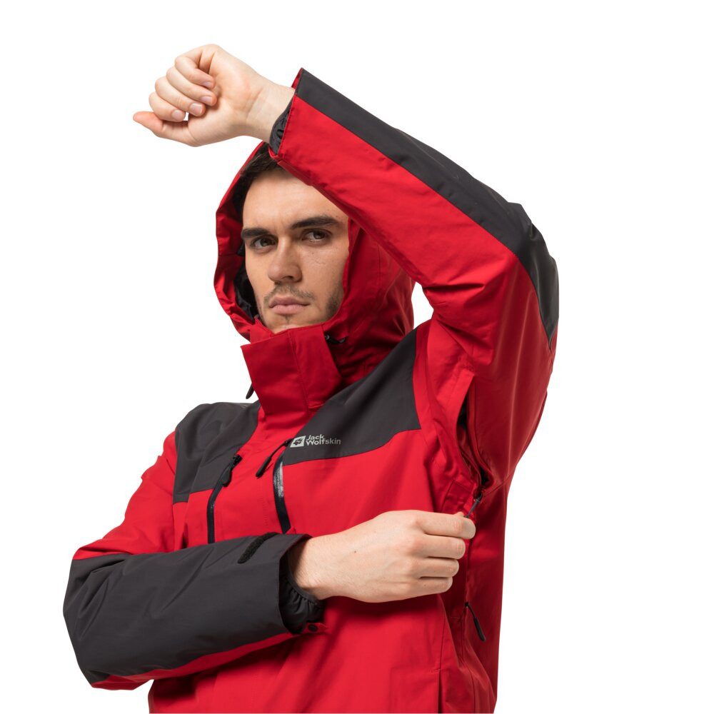 Jack Wolfskin Winterjacke Jasper 3in1 (wasser-winddicht, atmungsaktiv, warm) dunkelrot Herren