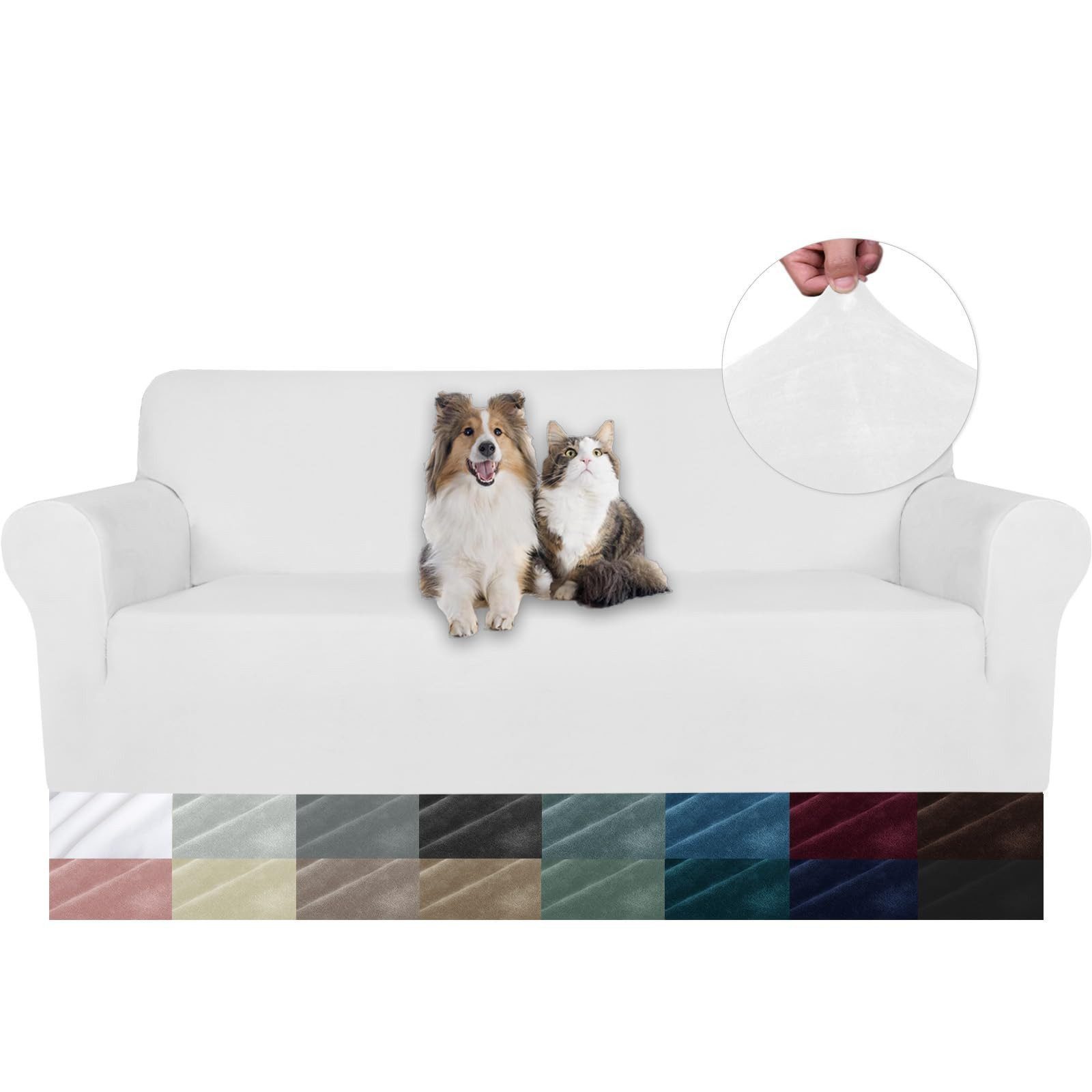 Diwzbyn Sofahusse Velvet Sofabezüge 1/2/3/4-Sitzer Stretch rutschfeste Couchbezug, für Hunde Katze Haustierfreundlich