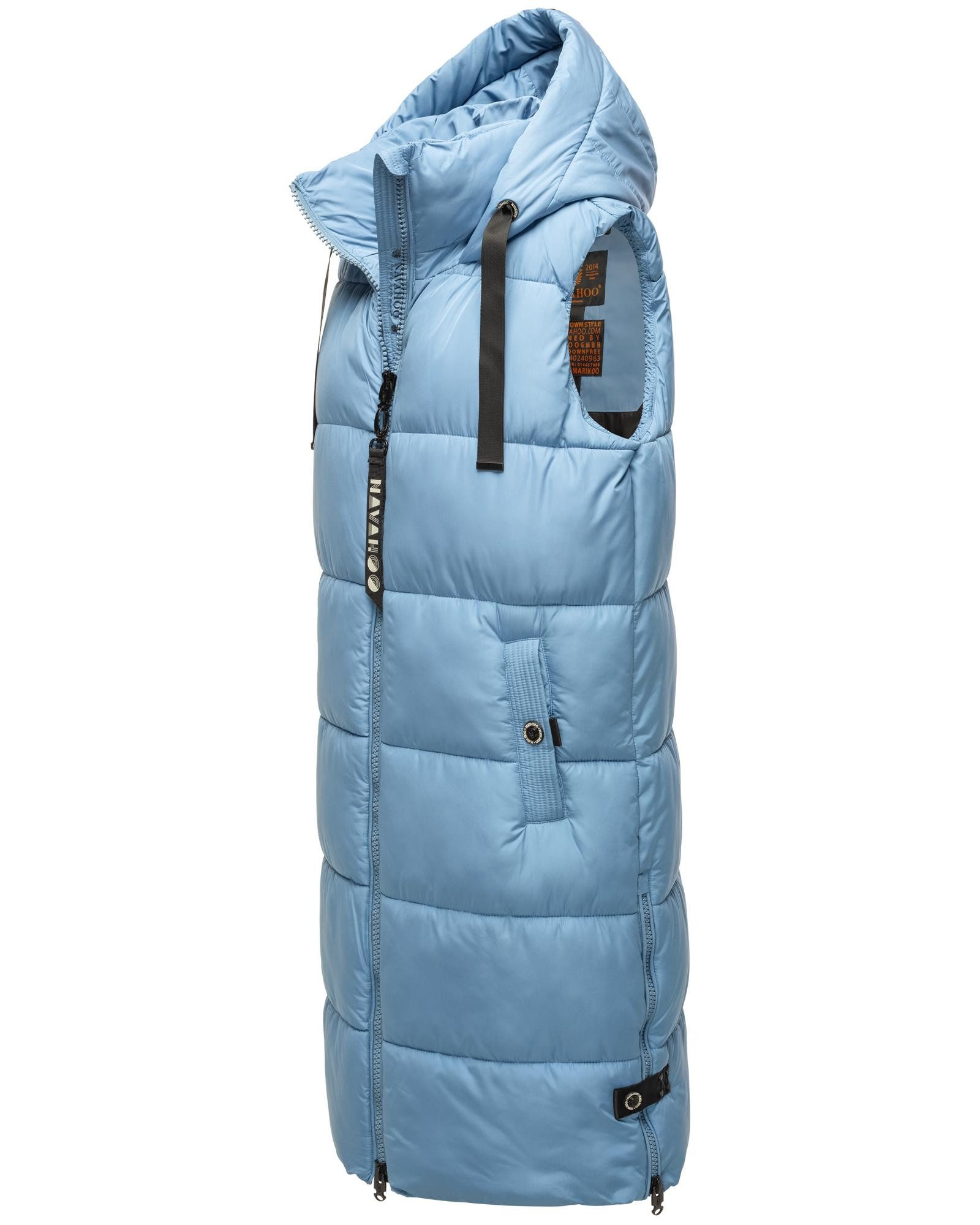 Navahoo Steppweste Schnuffelchen (1-tlg) warme Damen Outdoor-Weste lang mit Kapuze