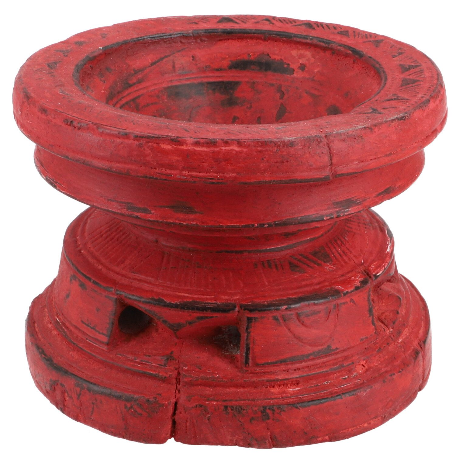 Guru-Shop Windlicht Unikat Kerzenständer aus massivem Holz, Antiker..