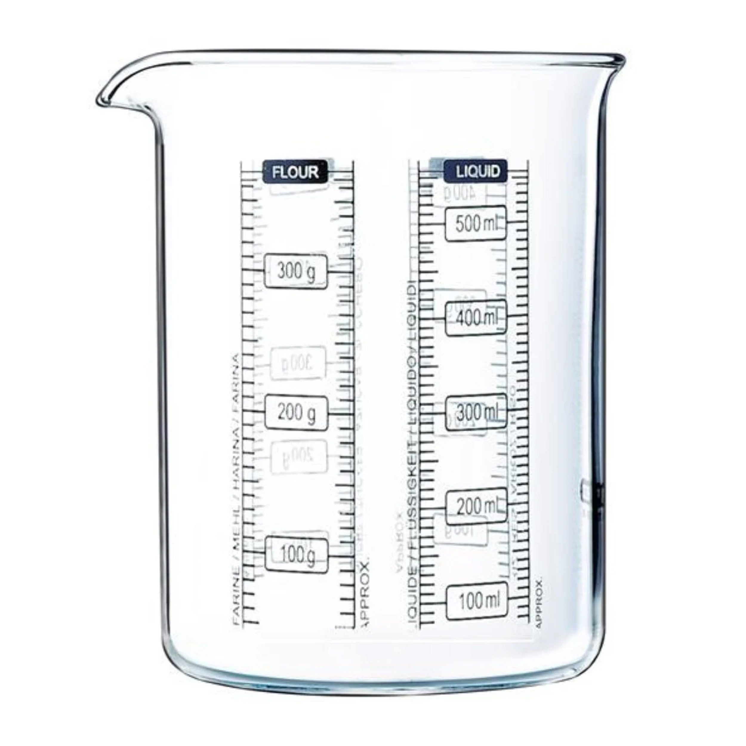 PYREX Messbecher Pyrex Kitchen Lab Messbecher 0.5L – Glas Messkanne hitzebeständig, Glas, (1-St)