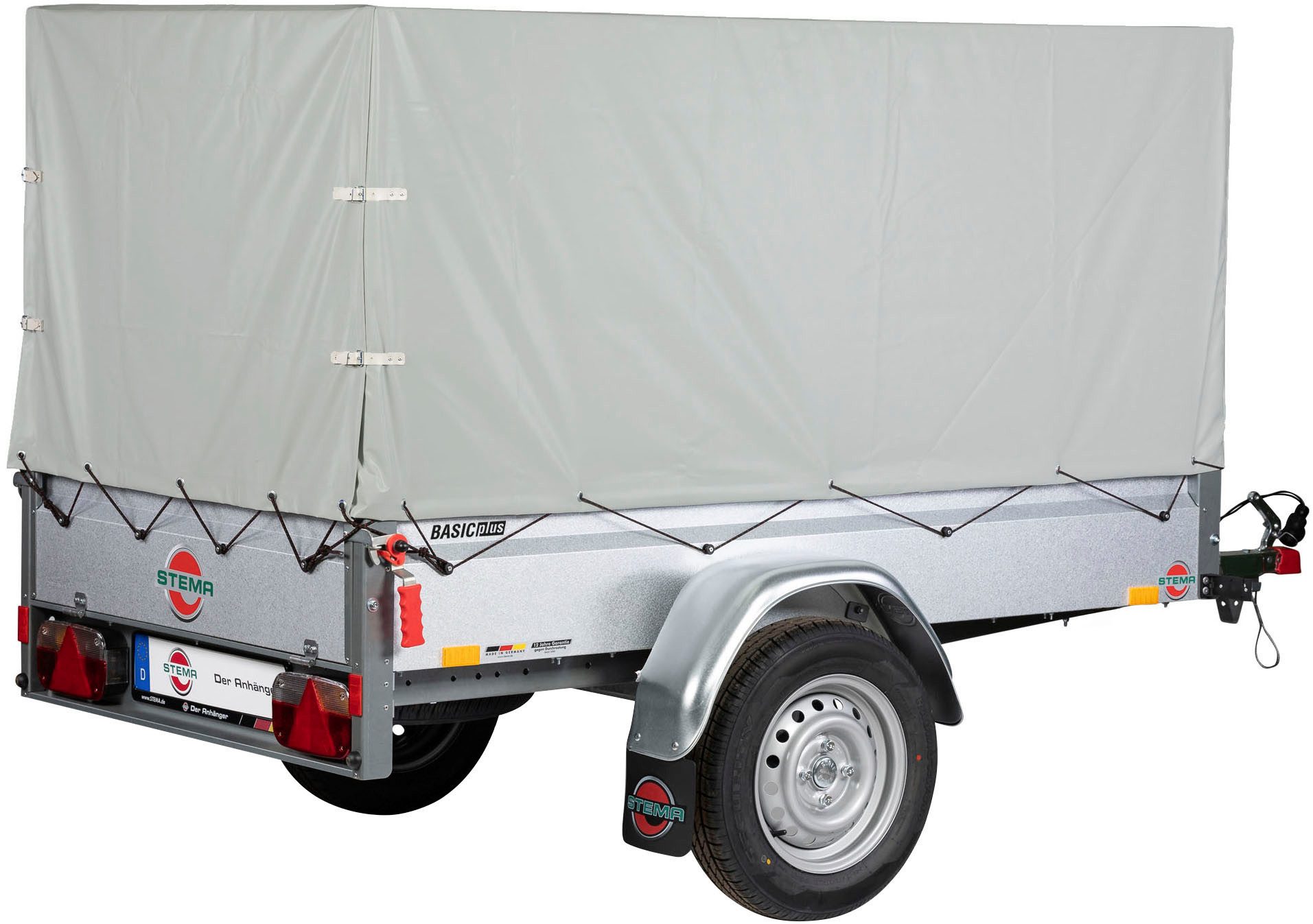 STEMA PKW-Anhänger Basic 750 Kippsdeichsel, max. 593 kg, 3-tlg., ink. 80 cm Hochplanen-Set