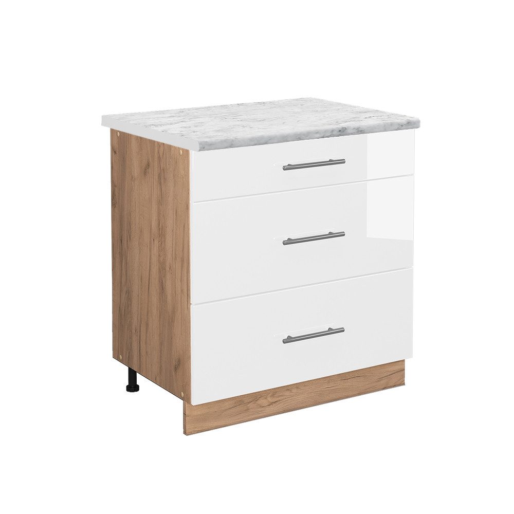 Vicco Unterschrank Fame-Line, Weiß Hochglanz/Goldkraft Eiche, günstig online kaufen