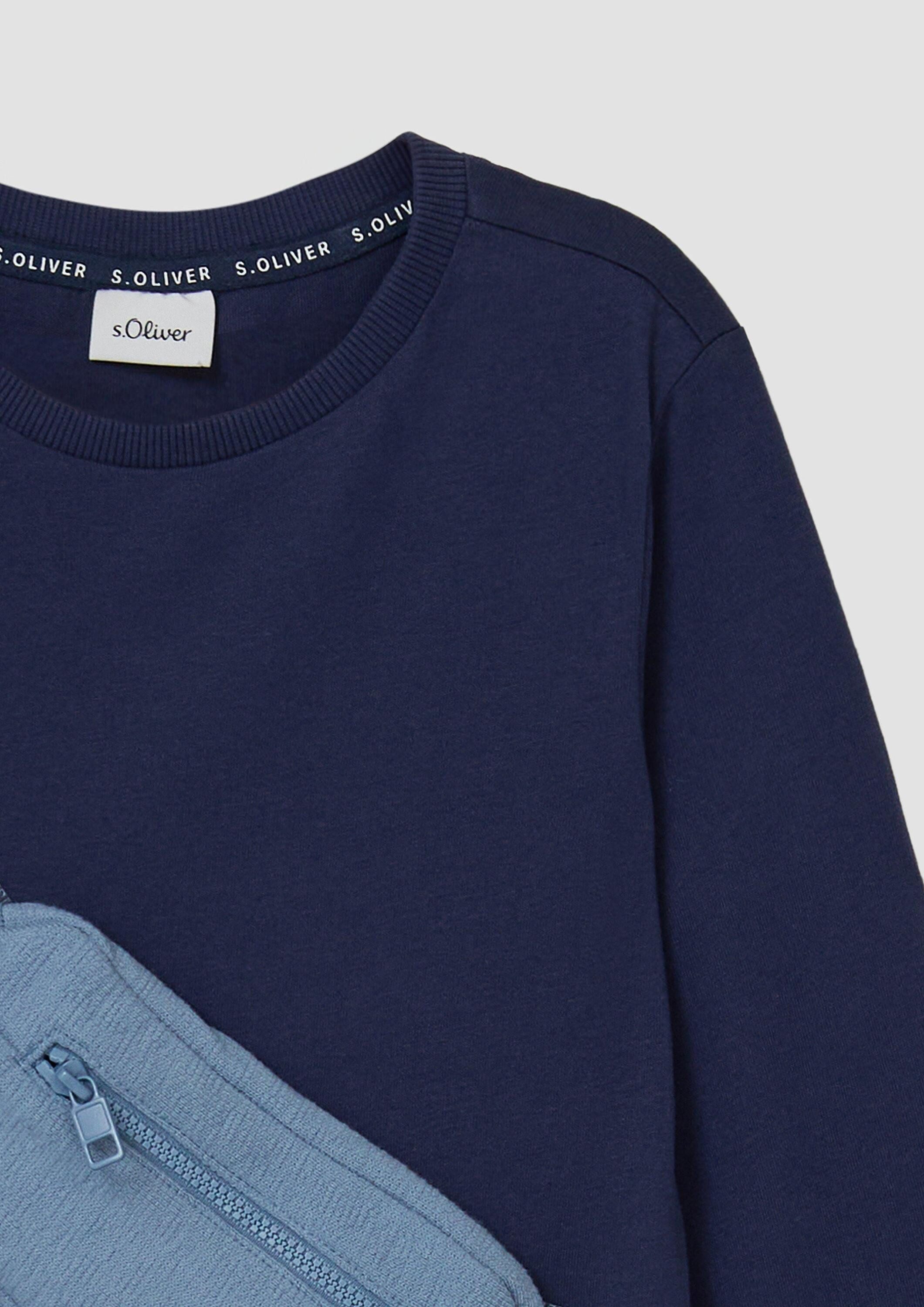 s.Oliver Langarmshirt T-Shirt Jersey-Longsleeve mit aufgesetzter Reißverschlusstasche