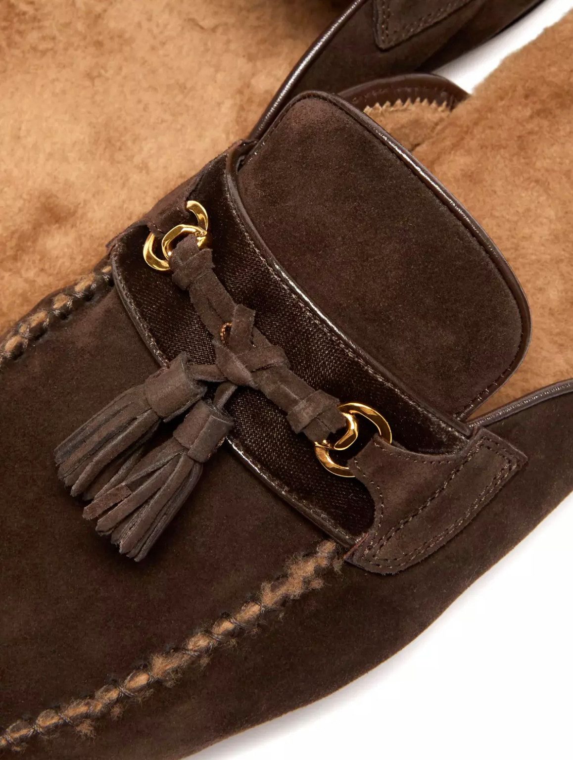 Tom Ford Lammfell Stephan Schuhe Tassel Mokassins Loafer Lederlaufsohle, Zierquasten aus Leder, Mokassin-inspirierte Nähte