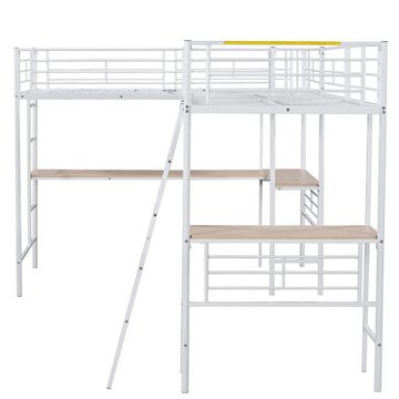 EXTSUD Hochbett 90*200cm Hochbett, zwei Etagenbetten,Tisch unter dem Bett,Doppeltreppe