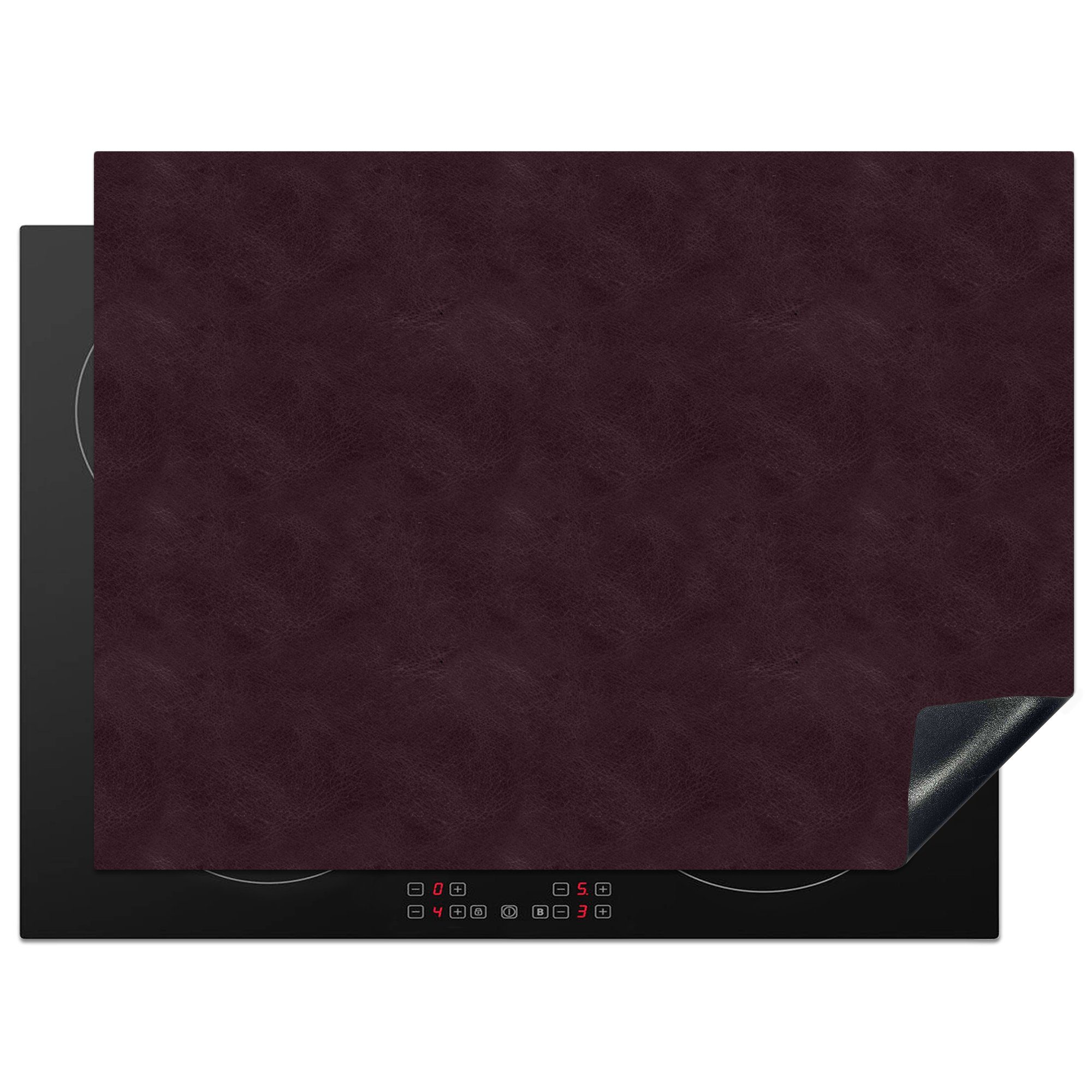 MuchoWow Herdblende-/Abdeckplatte Induktionsschutz - Leder - Rot - Tiere, Vinyl, (1 tlg), 70x52 cm, Mobile Arbeitsfläche nutzbar, Ceranfeldabdeckung