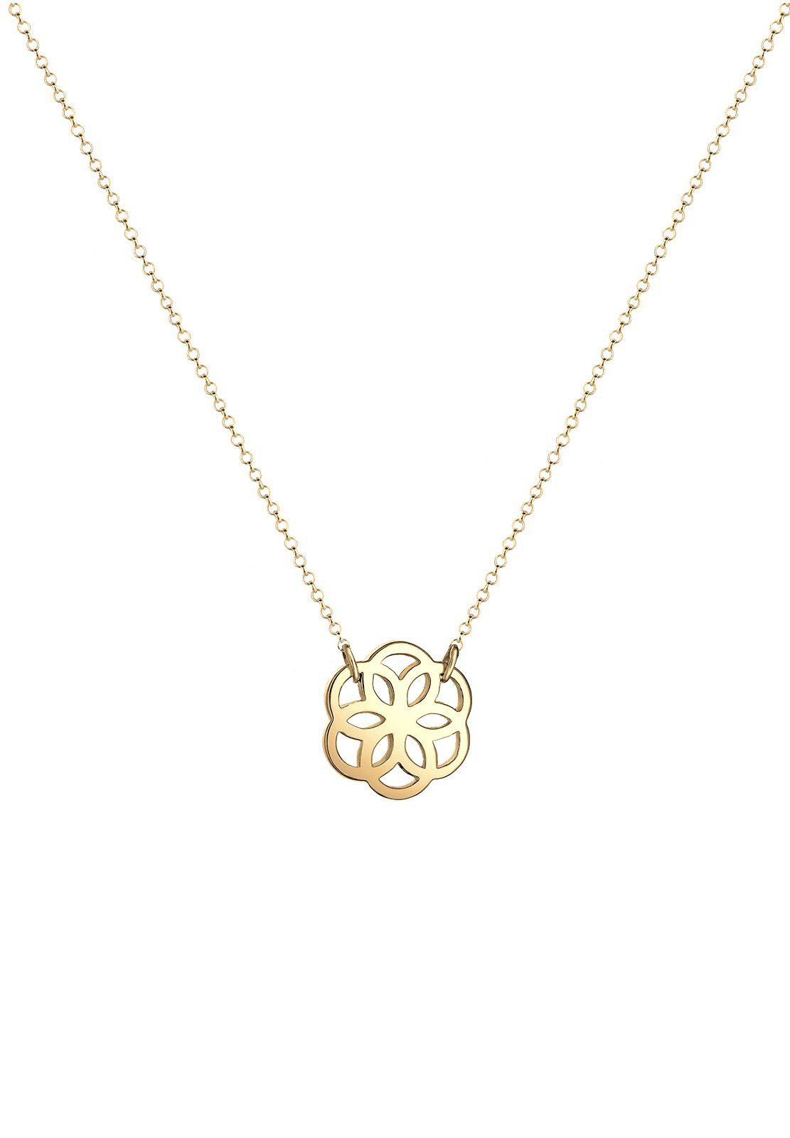 Elli Kette mit Anhänger Blume Silber, Floral Gold Blume 925 Blüte