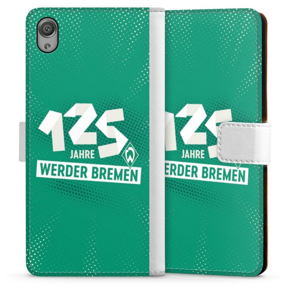 DeinDesign Handyhülle 125 Jahre Werder Bremen Offizielles Lizenzprodukt, Sony Xperia X Hülle Handy Flip Case Wallet Cover Handytasche Leder