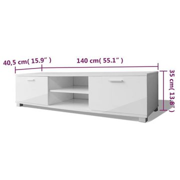 möbelando TV-Board 292557 (LxBxH: 40,3x140x34,7 cm), in Hochglanz-Weiß mit 2 Türen und 2 Fächern