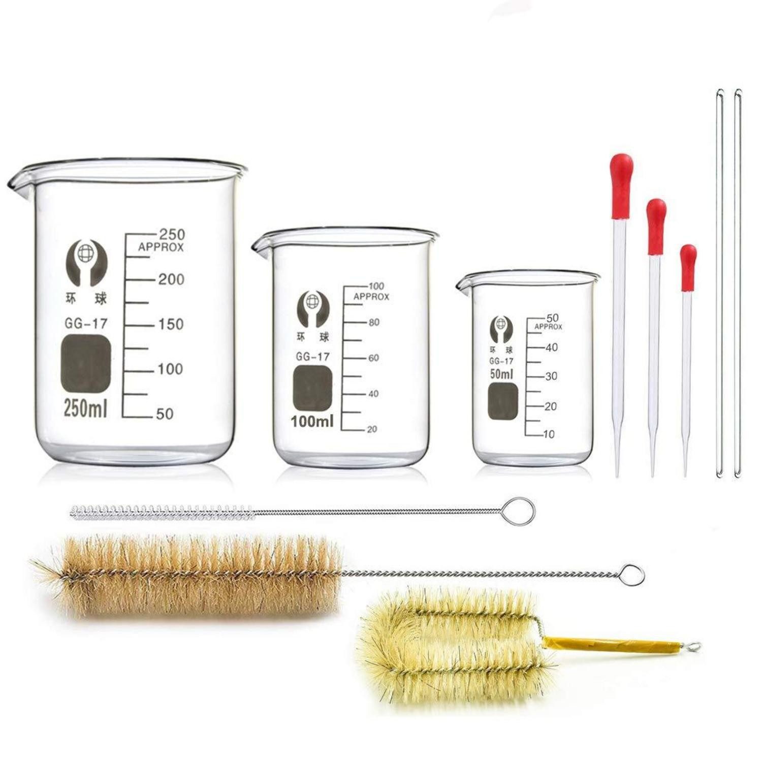Gläser-Set Borosilikatglas Bechergläser Set 3 Stück Graduierten Becherglas 50ml