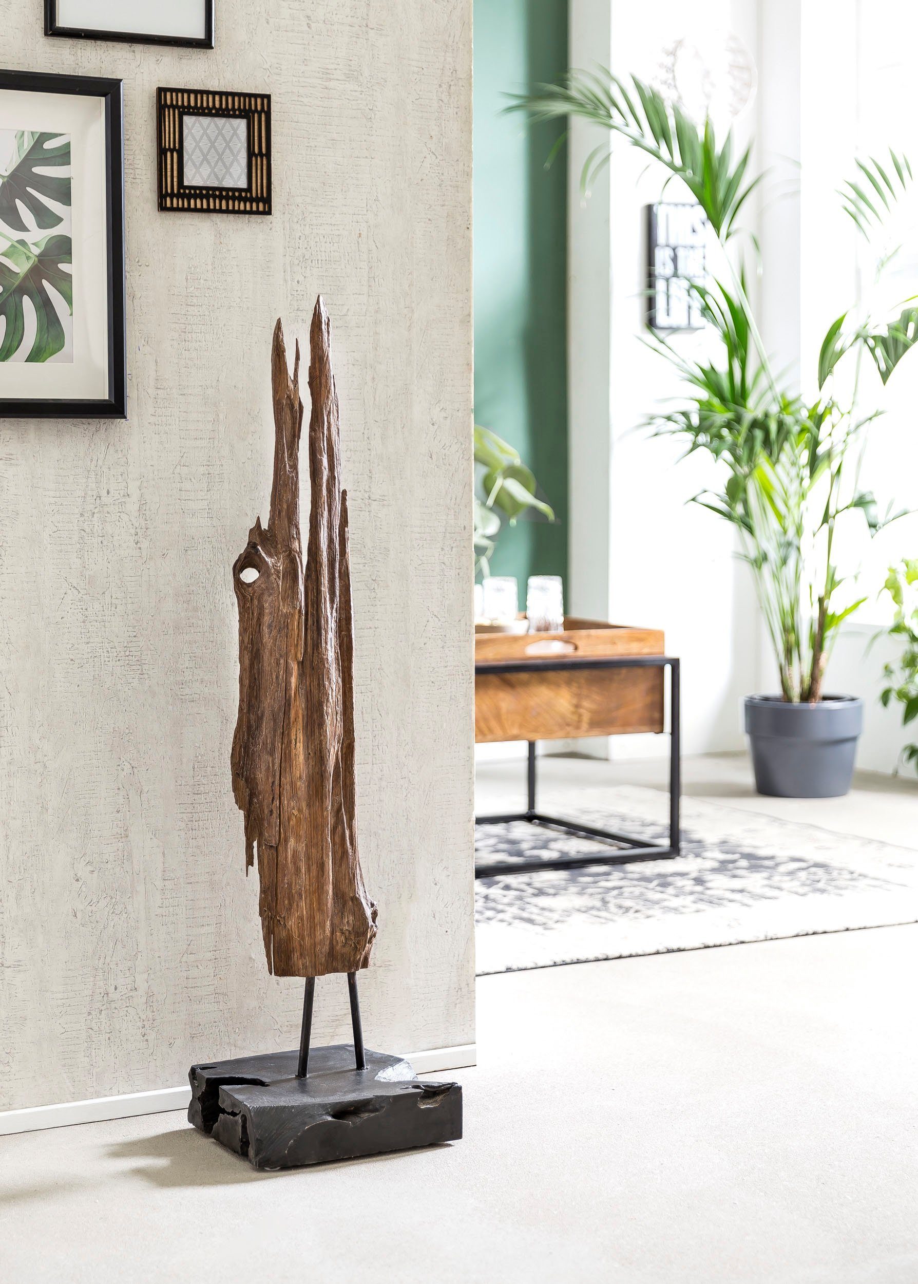 SIT Skulptur Deko ROMANTEAKA – Massives Holz-Deko-Objekt aus recyceltem Teakholz, Massive recycelte Teakholz-Skulptur als stilvoller Blickfang