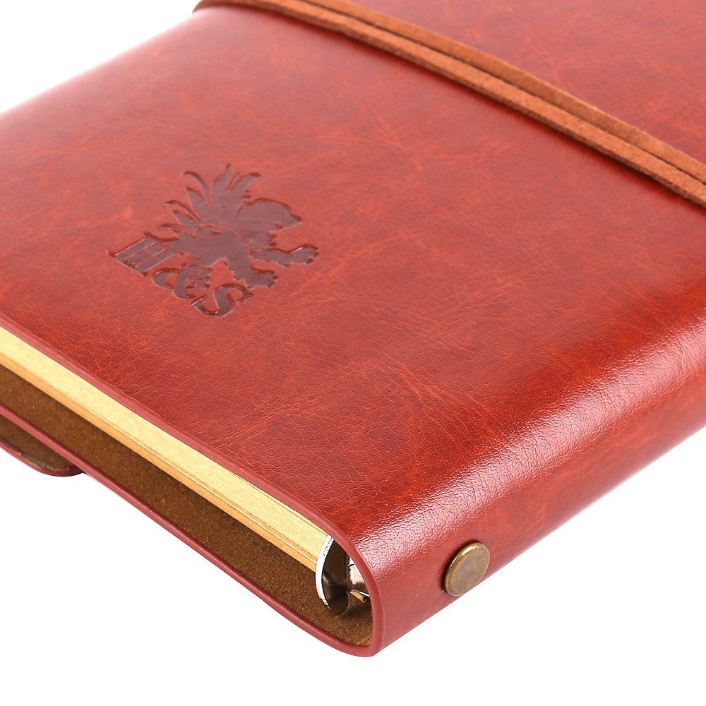 Notebook Braunes H&S Kunstleder Brown Notizbuch, PU Leather Aquarellpapier