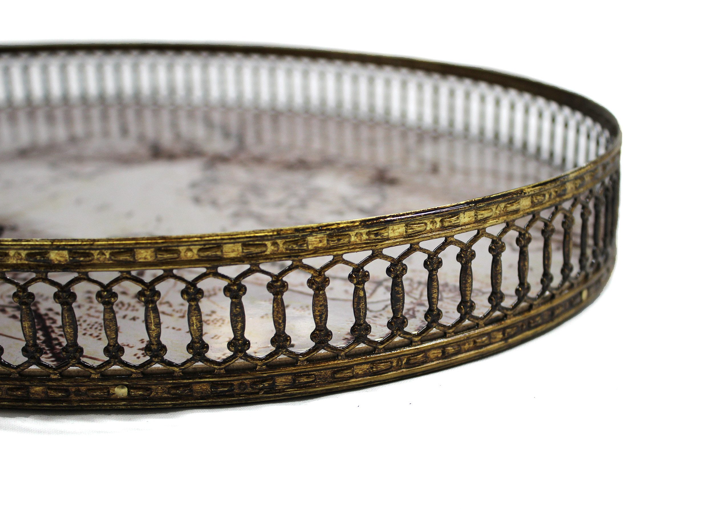 Signature Home Collection Dekotablett Vintage Tablett mit Lilienmotiv – oval & dekorativ 40x30 cm (1 St), handgefertigt mit Lilie bedruckt, ideal als Dekotablett